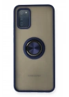 Mey İthalat®  Samsung Galaxy A02S Kılıf Montreal Yüzüklü Silikon Kapak - Lacivert