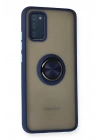 Mey İthalat®  Samsung Galaxy A02S Kılıf Montreal Yüzüklü Silikon Kapak - Lacivert