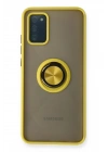 Mey İthalat®  Samsung Galaxy A02S Kılıf Montreal Yüzüklü Silikon Kapak - Sarı