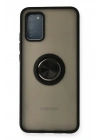 Mey İthalat®  Samsung Galaxy A02S Kılıf Montreal Yüzüklü Silikon Kapak - Siyah