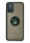 Mey İthalat®  Samsung Galaxy A02S Kılıf Montreal Yüzüklü Silikon Kapak - Yeşil