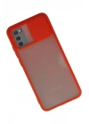 Mey İthalat®  Samsung Galaxy A02S Kılıf Palm Buzlu Kamera Sürgülü Silikon - Kırmızı