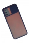 Mey İthalat®  Samsung Galaxy A02S Kılıf Palm Buzlu Kamera Sürgülü Silikon - Lacivert