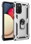 Mey İthalat®  Samsung Galaxy A02S Kılıf Sofya Yüzüklü Silikon Kapak - Gümüş