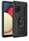 Mey İthalat®  Samsung Galaxy A02S Kılıf Sofya Yüzüklü Silikon Kapak - Siyah