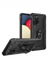 Mey İthalat®  Samsung Galaxy A02S Kılıf Sofya Yüzüklü Silikon Kapak - Siyah