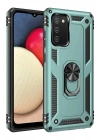 Mey İthalat®  Samsung Galaxy A02S Kılıf Sofya Yüzüklü Silikon Kapak - Yeşil