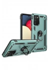 Mey İthalat®  Samsung Galaxy A02S Kılıf Sofya Yüzüklü Silikon Kapak - Yeşil