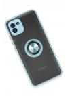 Mey İthalat®  Samsung Galaxy A03 Kılıf Montreal Yüzüklü Silikon Kapak - Buz Mavi