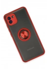 Mey İthalat®  Samsung Galaxy A03 Kılıf Montreal Yüzüklü Silikon Kapak - Kırmızı