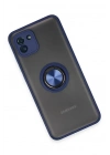 Mey İthalat®  Samsung Galaxy A03 Kılıf Montreal Yüzüklü Silikon Kapak - Lacivert