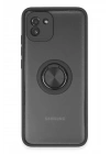 Mey İthalat®  Samsung Galaxy A03 Kılıf Montreal Yüzüklü Silikon Kapak - Siyah