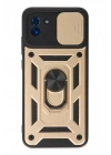 Mey İthalat®  Samsung Galaxy A03 Kılıf Pars Lens Yüzüklü Silikon - Gold