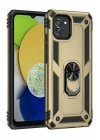 Mey İthalat®  Samsung Galaxy A03 Kılıf Sofya Yüzüklü Silikon Kapak - Gold
