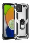 Mey İthalat®  Samsung Galaxy A03 Kılıf Sofya Yüzüklü Silikon Kapak - Gümüş