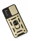 Mey İthalat®  Samsung Galaxy A03S Kılıf Pars Lens Yüzüklü Silikon - Gold