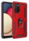 Mey İthalat®  Samsung Galaxy A03S Kılıf Sofya Yüzüklü Silikon Kapak - Kırmızı