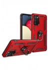 Mey İthalat®  Samsung Galaxy A03S Kılıf Sofya Yüzüklü Silikon Kapak - Kırmızı