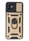 Mey İthalat®  Samsung Galaxy A04E Kılıf Pars Lens Yüzüklü Silikon - Gold