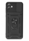 Mey İthalat®  Samsung Galaxy A04E Kılıf Pars Lens Yüzüklü Silikon - Siyah