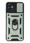 Mey İthalat®  Samsung Galaxy A04E Kılıf Pars Lens Yüzüklü Silikon - Yeşil