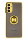 Mey İthalat®  Samsung Galaxy A04S Kılıf Montreal Yüzüklü Silikon Kapak - Sarı