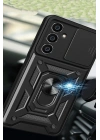 Mey İthalat®  Samsung Galaxy A05 Kılıf Pars Lens Yüzüklü Silikon - Siyah