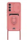 Mey İthalat®  Samsung Galaxy A05S Kılıf Zuma Kartvizitli Yüzüklü Silikon - Pembe