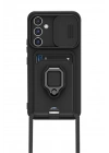 Mey İthalat®  Samsung Galaxy A05S Kılıf Zuma Kartvizitli Yüzüklü Silikon - Siyah