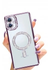 Mey İthalat®  Samsung Galaxy A06 Joke Simli Magneticsafe Kılıf - Derin Mor