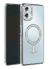 Mey İthalat®  Samsung Galaxy A06 Joke Simli Magneticsafe Kılıf - Gümüş