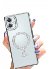 Mey İthalat®  Samsung Galaxy A06 Joke Simli Magneticsafe Kılıf - Gümüş