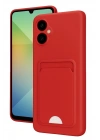 Mey İthalat®  Samsung Galaxy A06 Kılıf Kelvin Kartvizitli Silikon - Kırmızı