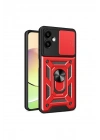 Mey İthalat®  Samsung Galaxy A06 Kılıf Pars Lens Yüzüklü Silikon - Kırmızı