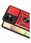 Mey İthalat®  Samsung Galaxy A07 4G Pars Lens Yüzüklü Silikon - Kırmızı