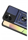 Mey İthalat®  Samsung Galaxy A07 4G Pars Lens Yüzüklü Silikon - Lacivert