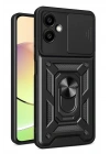 Mey İthalat®  Samsung Galaxy A07 4G Pars Lens Yüzüklü Silikon - Siyah