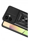 Mey İthalat®  Samsung Galaxy A07 4G Pars Lens Yüzüklü Silikon - Siyah
