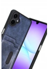 Mey İthalat®  Samsung Galaxy A07 4G Sara Kartvizitli Deri Kılıf - Lacivert