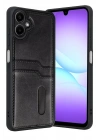 Mey İthalat®  Samsung Galaxy A07 4G Sara Kartvizitli Deri Kılıf - Siyah