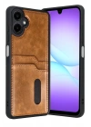 Mey İthalat®  Samsung Galaxy A07 4G Sara Kartvizitli Deri Kılıf - Taba