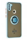 Mey İthalat®  Samsung Galaxy A11 Kılıf Montreal Yüzüklü Silikon Kapak - Buz Mavi