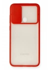 Mey İthalat®  Samsung Galaxy A11 Kılıf Palm Buzlu Kamera Sürgülü Silikon - Kırmızı