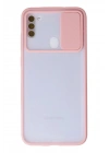 Mey İthalat®  Samsung Galaxy A11 Kılıf Palm Buzlu Kamera Sürgülü Silikon - Pembe