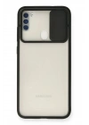 Mey İthalat®  Samsung Galaxy A11 Kılıf Palm Buzlu Kamera Sürgülü Silikon - Siyah