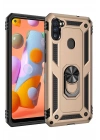Mey İthalat®  Samsung Galaxy A11 Kılıf Sofya Yüzüklü Silikon Kapak - Gold