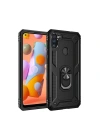 Mey İthalat®  Samsung Galaxy A11 Kılıf Sofya Yüzüklü Silikon Kapak - Siyah