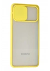 Mey İthalat®  Samsung Galaxy A12 Kılıf Palm Buzlu Kamera Sürgülü Silikon - Sarı