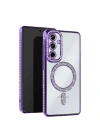 Mey İthalat®  Samsung Galaxy A16 5G Joke Simli Magneticsafe Kılıf - Derin Mor