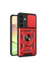 Mey İthalat®  Samsung Galaxy A16 5G Kılıf Pars Lens Yüzüklü Silikon - Kırmızı